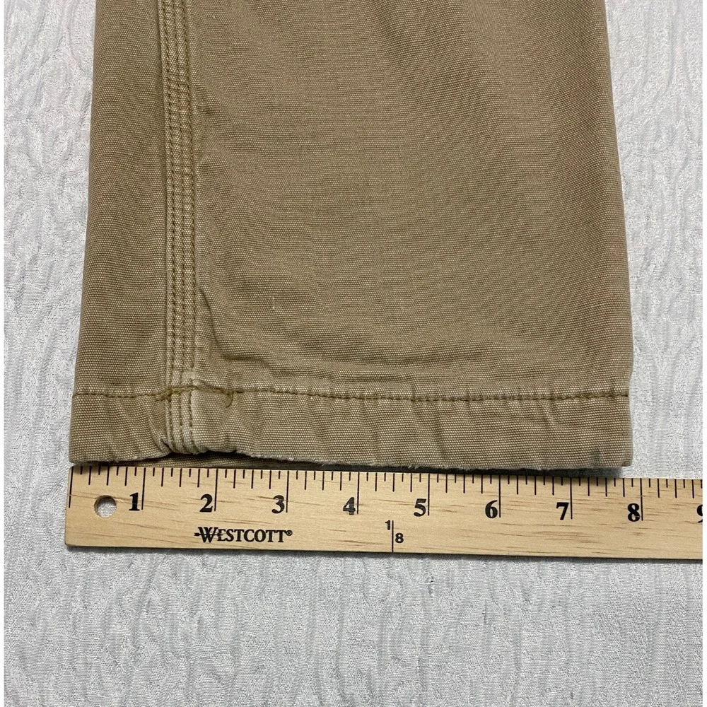 Carhartt Relaxed Fit Lined Carpenter Pants Mens 32x28 Distressed‎ Ripped Khaki